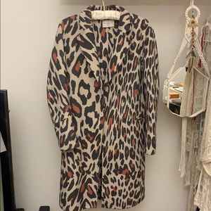Sandro Sailor Wool Coat Leopard Print